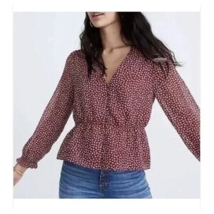 Madewell Red Overture Top Ditsy Flower Blouse XL